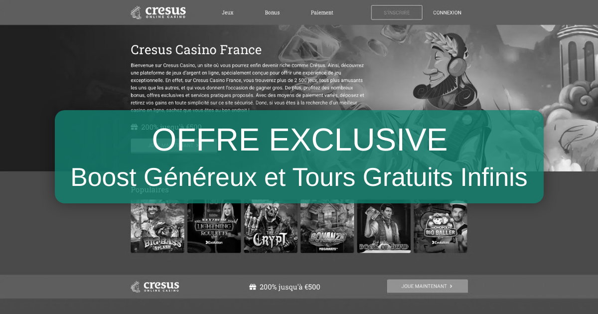 Le bonus de bienvenue du casino en ligne Casino Cresus
